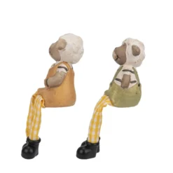Schafe 2 mit Schlenkerbeinen, 16,3cm/16,8cm hoch, Kantenhocker, 2 Stück