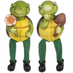 Schildkröten mit Schlenkerbeinen, 17,5cm/18cm hoch, Kantenhocker, 2 Stück