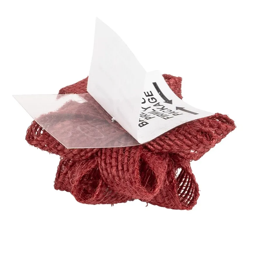 Schleifen Jute, Ø 5cm, rot, selbstklebend, 6 Stück