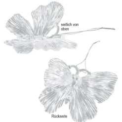 Schmetterlinge aus Acryl, 11,2cm x 9,8cm x 3,5cm, transparent, zum Aufhängen, inkl. Band, 3 Stück