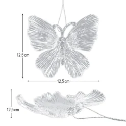 Schmetterlinge aus Acryl, 11,2cm x 9,8cm x 3,5cm, transparent, zum Aufhängen, inkl. Band, 3 Stück
