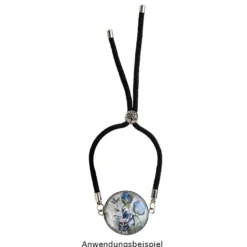 Schmuckanhänger & Cabochons, rund, mit 2 Ösen, Ø27mm, mit passendem Cabochons, Ø25mm, klar, 5 Stück