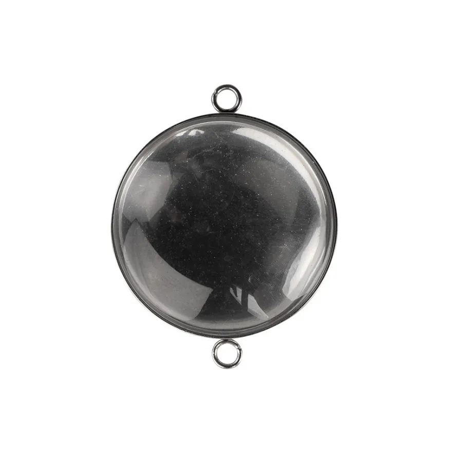 Schmuckanhänger & Cabochons, rund, mit 2 Ösen, Ø27mm, mit passendem Cabochons, Ø25mm, klar, 5 Stück