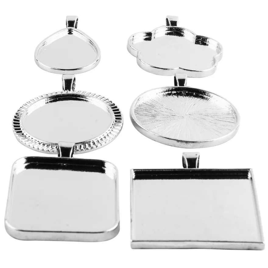 Schmuckanhänger, Rohlinge, Design 3, versch. Designs & Größen, silber, 6 Stück