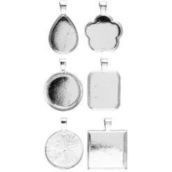 Schmuckanhänger, Rohlinge, Design 1, versch. Designs & Größen, silber, 6 Stück