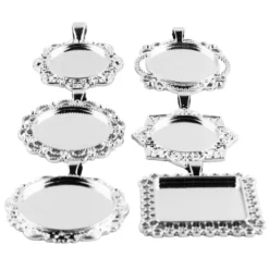 Schmuckanhänger, Rohlinge, Design 4, versch. Designs & Größen, silber, 6 Stück