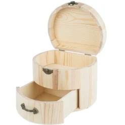 Schmuckkästchen, Holz, 16,5cm x 13,5cm x 12,5cm, mit Schublade und verschließbarem Deckel