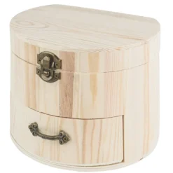 Schmuckkästchen, Holz, 16,5cm x 13,5cm x 12,5cm, mit Schublade und verschließbarem Deckel