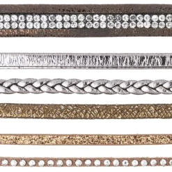 Schmuck Lederbänder, 50cm lang, verschiedene Designs, braun, 6 Stück
