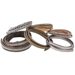 Schmuck Lederbänder, 50cm lang, verschiedene Designs, braun, 6 Stück