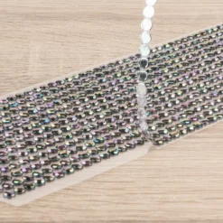 Schmuckstein-Bordüren, 10cm x 30cm, verschiedene Größen, facettiert, anthrazit-iris., 3 Bogen