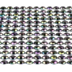 Schmuckstein-Bordüren, 10cm x 30cm, verschiedene Größen, facettiert, anthrazit-iris., 3 Bogen
