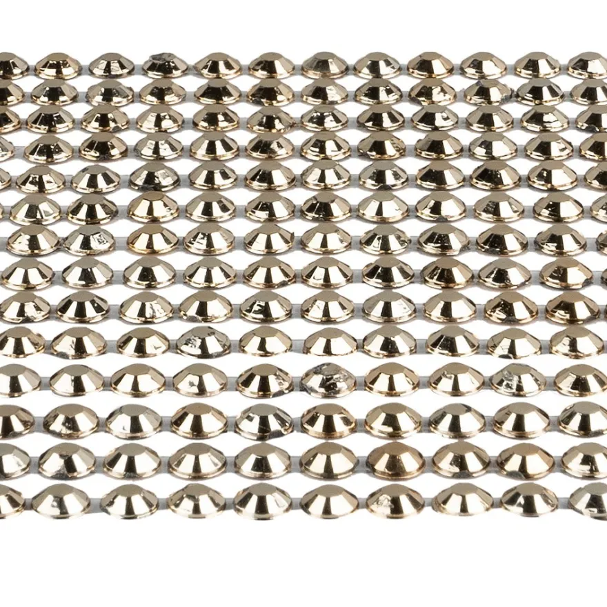 Schmuckstein-Bordüren, metallic, 10cm x 30cm, verschiedene Größen, facettiert, taupe, 3 Bogen