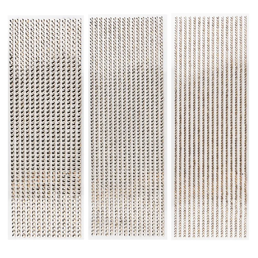 Schmuckstein-Bordüren, metallic, 10cm x 30cm, verschiedene Größen, facettiert, taupe, 3 Bogen