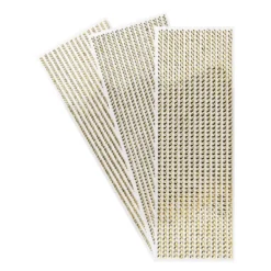 Schmuckstein-Bordüren, metallic, 10cm x 30cm, verschiedene Größen, facettiert, hellgold, 3 Bogen