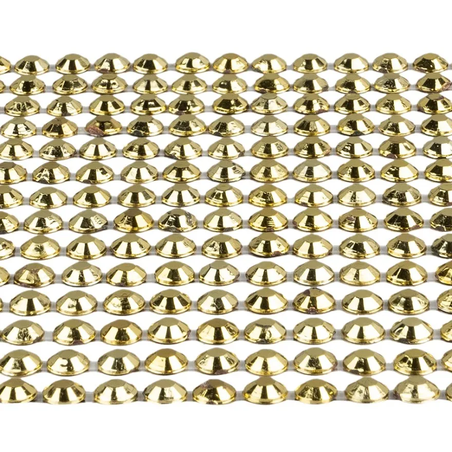 Schmuckstein-Bordüren, metallic, 10cm x 30cm, verschiedene Größen, facettiert, hellgold, 3 Bogen