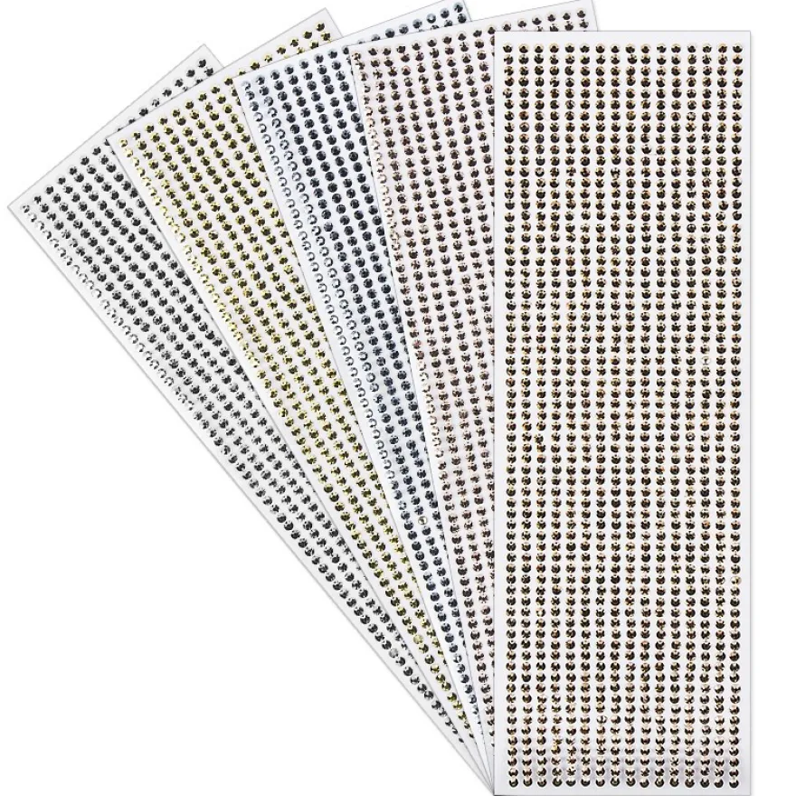 Schmuckstein-Bordüren, Metallic, Ø 4mm, selbstklebend, facettiert, verschiedene Farben, 5 Stück
