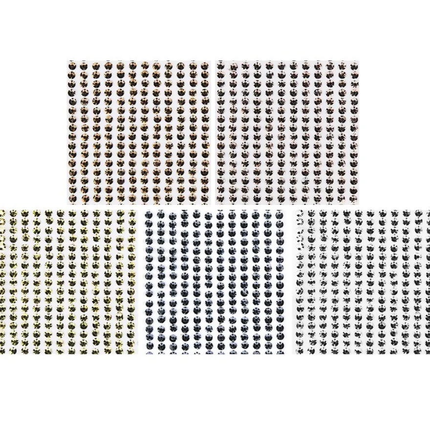 Schmuckstein-Bordüren, Metallic, Ø 4mm, selbstklebend, facettiert, verschiedene Farben, 5 Stück