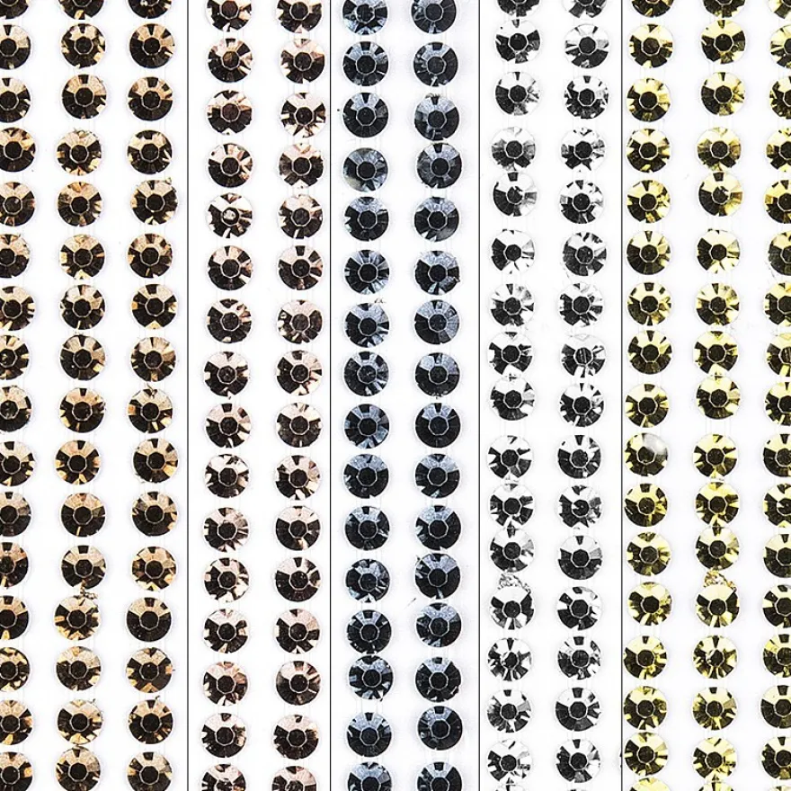 Schmuckstein-Bordüren, Metallic, Ø 4mm, selbstklebend, facettiert, verschiedene Farben, 5 Stück