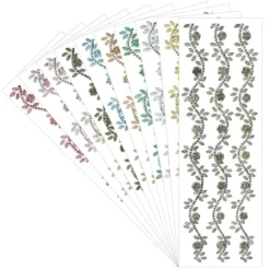 Schmuckstein-Bordüren Rose, 10cm x 30cm, selbstklebend, 10 Metallic-Farben, 10 Bogen