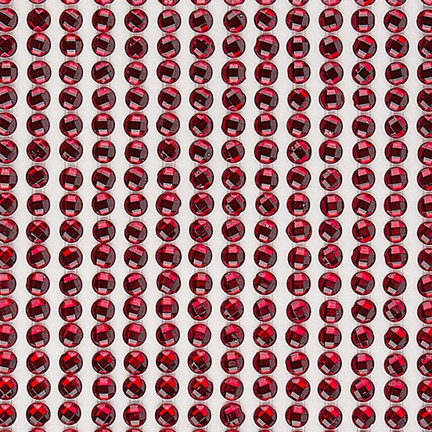 Schmuckstein-Bordüren, rund: Ø 3mm, Ø 4mm ,Ø 5mm, selbstklebend, facettiert, rot, 3 Bogen
