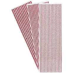 Schmuckstein-Bordüren, rund: Ø 3mm, Ø 4mm ,Ø 5mm, selbstklebend, facettiert, rot, 3 Bogen