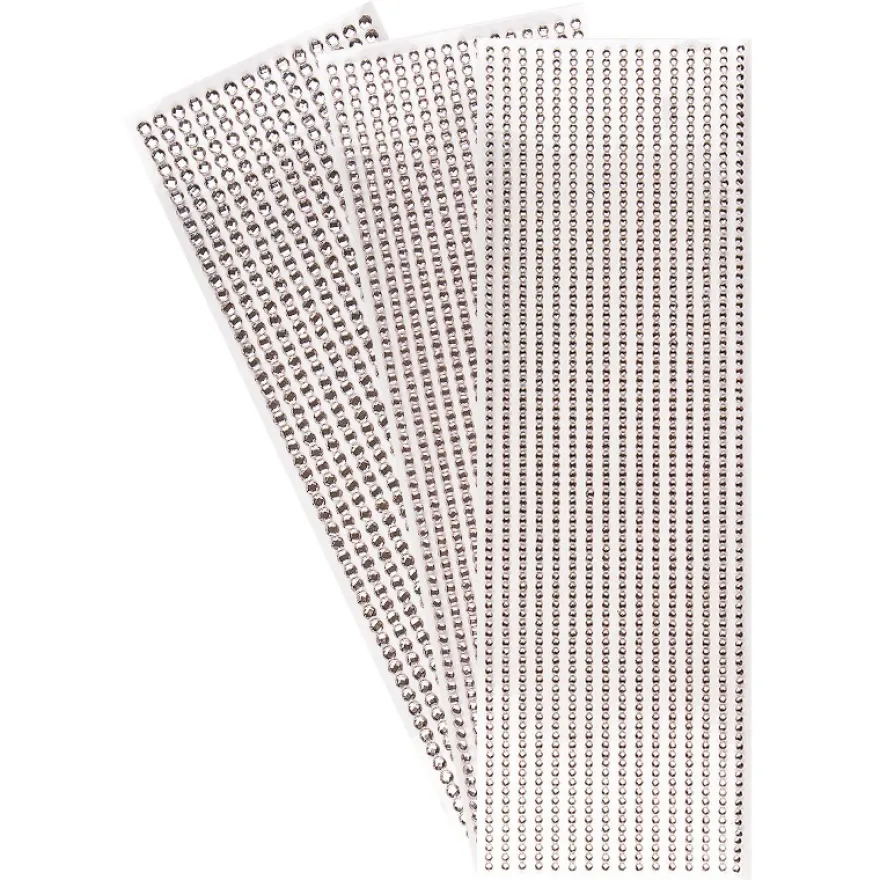 Schmuckstein-Bordüren, rund: Ø 3mm, Ø 4mm, Ø 5mm, selbstklebend, facettiert, rosé, 3 Bogen