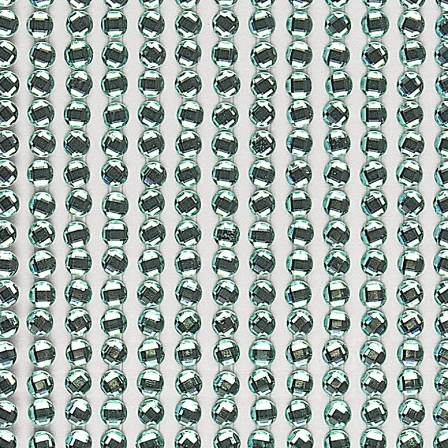 Schmuckstein-Bordüren, rund: Ø 3mm, Ø 4mm, Ø 5mm, selbstklebend, facettiert, mint, 3 Bogen