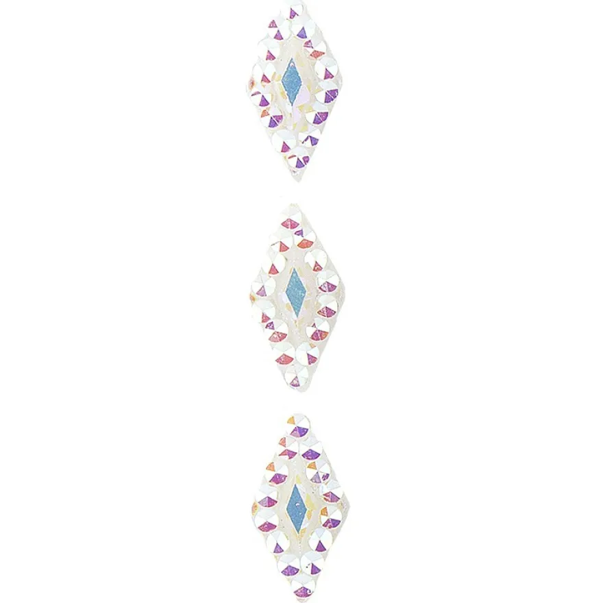 Schmuckstein-Bordüren, selbstklebend, facettiert, irisierend, 29cm, Rauten, weiß