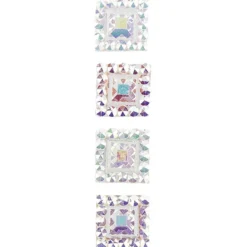 Schmuckstein-Bordüren, selbstklebend, facettiert, irisierend, 29cm, Quadrate, weiß