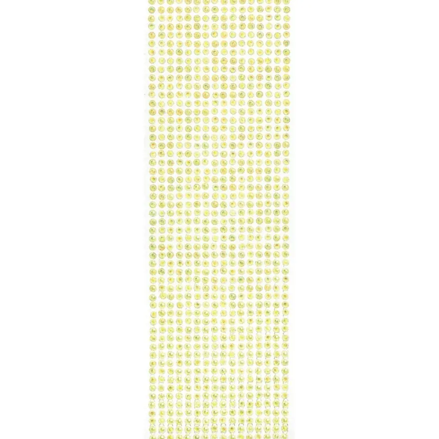 Schmuckstein-Bordüren, selbstklebend, facettiert, irisierend, Ø5mm, 29cm, 16 Stück, gelb