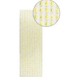 Schmuckstein-Bordüren, selbstklebend, facettiert, irisierend, Tropfen 5mm x 8 mm, 29cm, gelb