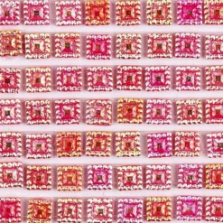 Schmuckstein-Bordüren, selbstklebend, facettiert, irisierend, 10cm x 30cm, Quadrate, 10 Stück
