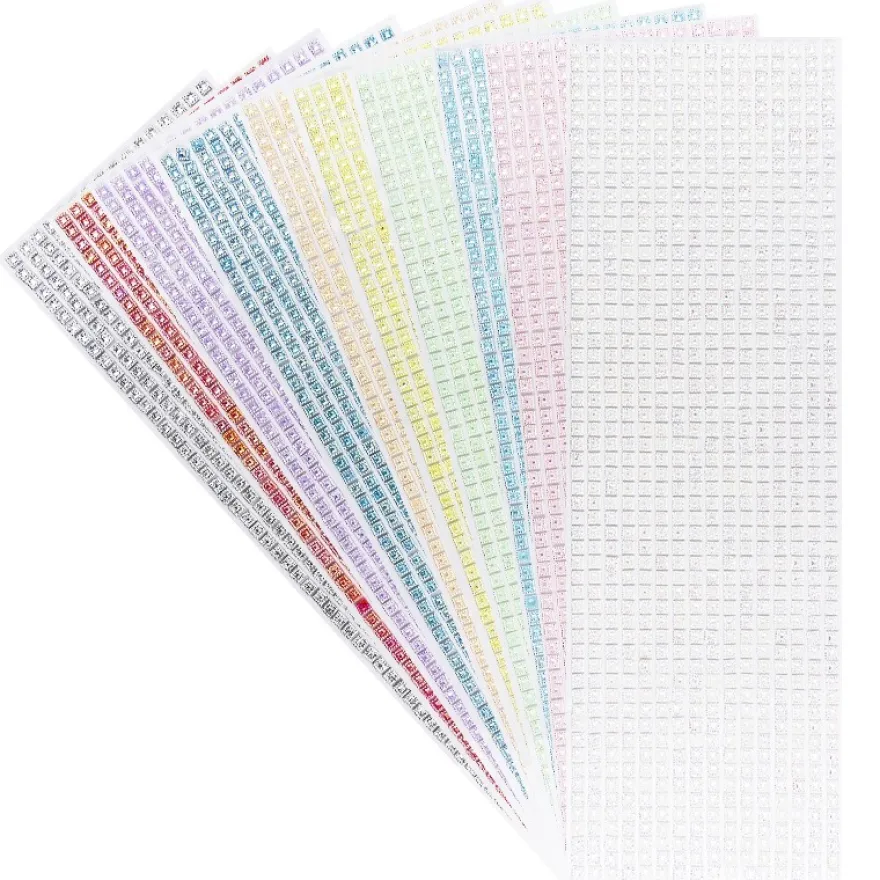 Schmuckstein-Bordüren, selbstklebend, facettiert, irisierend, 10cm x 30cm, Quadrate, 10 Stück