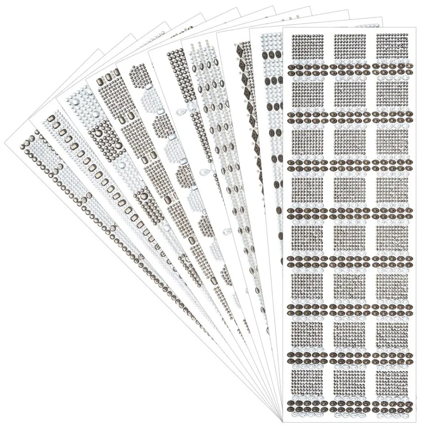 Schmuckstein-Bordüren Vielfalt, selbstklebend, 10 verschiedene Designs, 10 Bogen