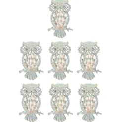 Schmucksteine, Eule, 3,4cm x 4,8cm, klar, irisierend, silberne Rückseite, 7 Stück