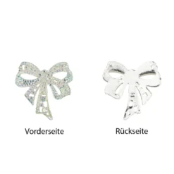 Schmucksteine, Schleife, 4,5cm x 4,5cm, klar, irisierend, silberne Rückseite, 7 Stück