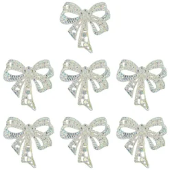 Schmucksteine, Schleife, 4,5cm x 4,5cm, klar, irisierend, silberne Rückseite, 7 Stück