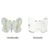 Schmucksteine, Schmetterling 1, 2,4cm x 3,2cm, klar, irisierend, silberne Rückseite, 15 Stück
