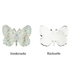 Schmucksteine, Schmetterling 1, 2,4cm x 3,2cm, klar, irisierend, silberne Rückseite, 15 Stück