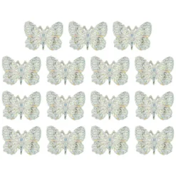 Schmucksteine, Schmetterling 1, 2,4cm x 3,2cm, klar, irisierend, silberne Rückseite, 15 Stück