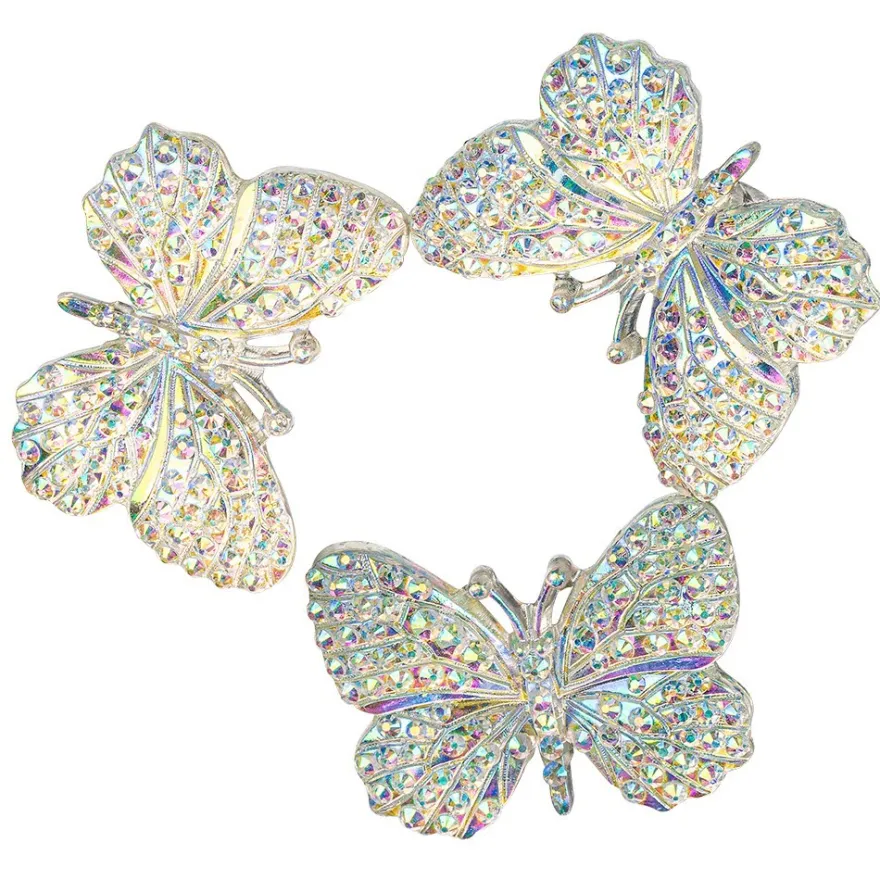 Schmucksteine, Schmetterling 1, 2,8cm x 3,7cm, klar, irisierend, silberne Rückseite, 10 Stück