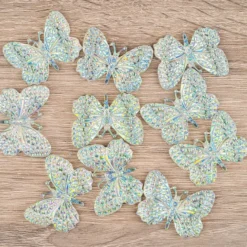 Schmucksteine, Schmetterling 1, 2,8cm x 3,7cm, klar, irisierend, silberne Rückseite, 10 Stück