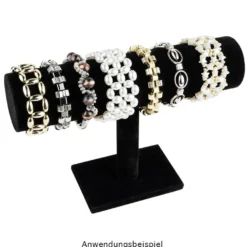 Schmuckständer für Armbänder & Uhren, 23,5cm x 7cm x 13,5cm, schwarz, Samt-Optik