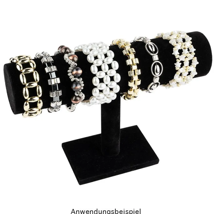 Schmuckständer für Armbänder & Uhren, 23,5cm x 7cm x 13,5cm, schwarz, Samt-Optik