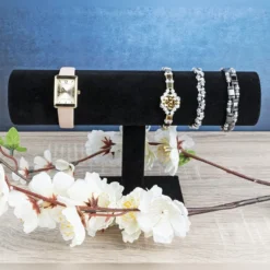 Schmuckständer für Armbänder & Uhren, 23,5cm x 7cm x 13,5cm, schwarz, Samt-Optik