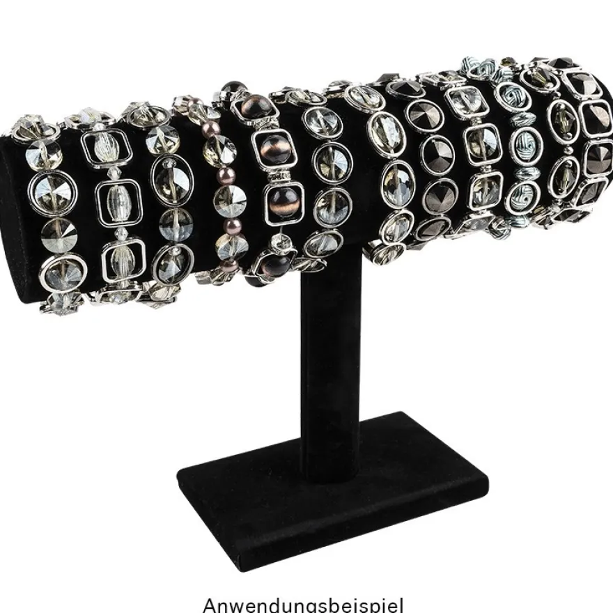 Schmuckständer für Armbänder & Uhren, 23,5cm x 7cm x 13,5cm, schwarz, Samt-Optik