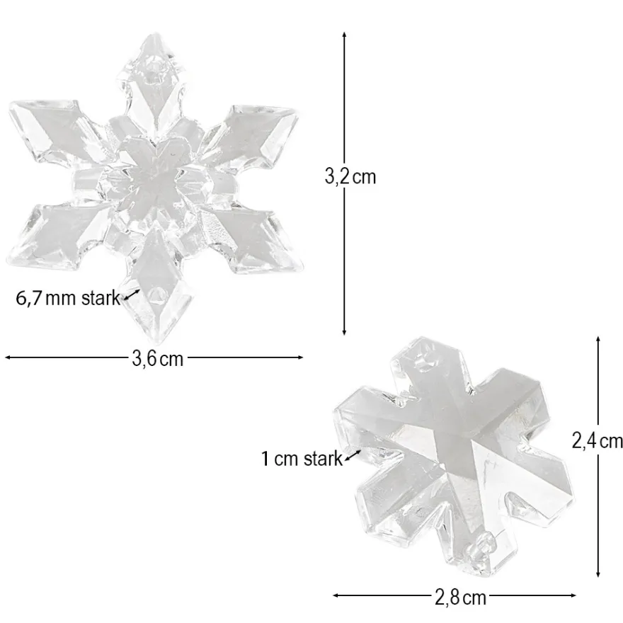 Schneeflocken-Anhänger mit Verbindungsringen, transparent, klar, 150-teilig