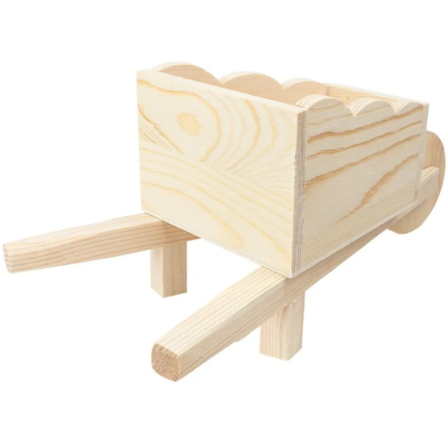 Schubkarre, Holz, 27cm x 10,3cm x 11,9cm