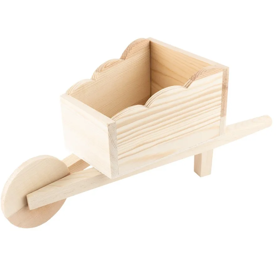 Schubkarre, Holz, 27cm x 10,3cm x 11,9cm